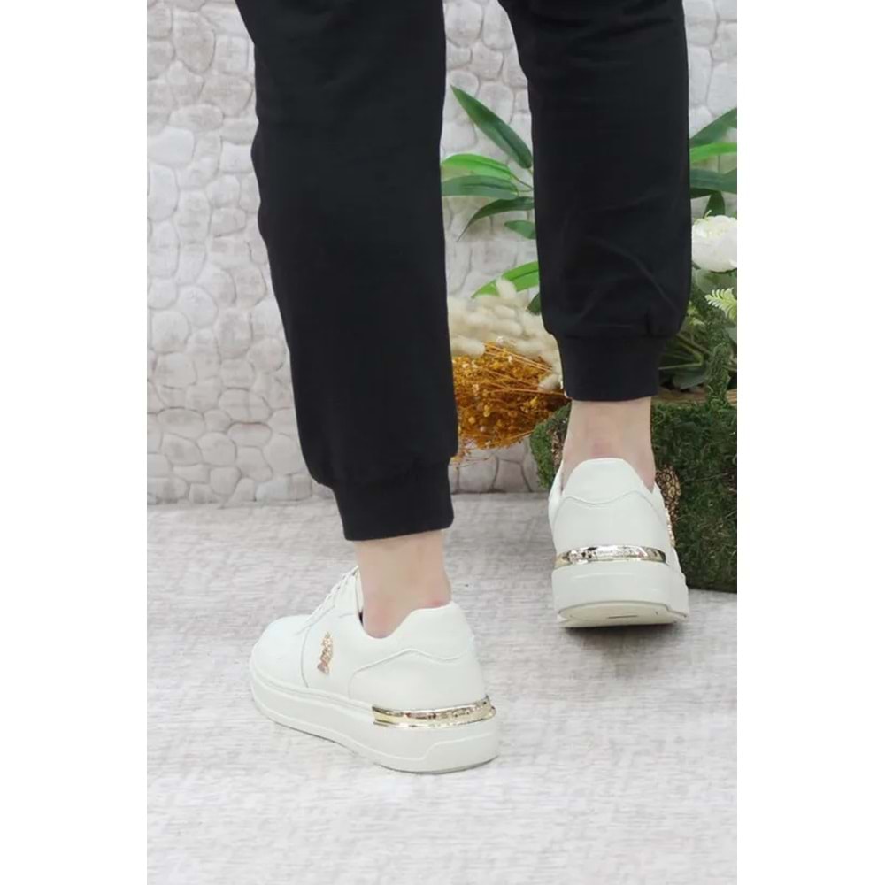 U.S. Polo Assn 0805 Kadın Beyaz Klasik Sneaker Ayakkabı - Krem - 40
