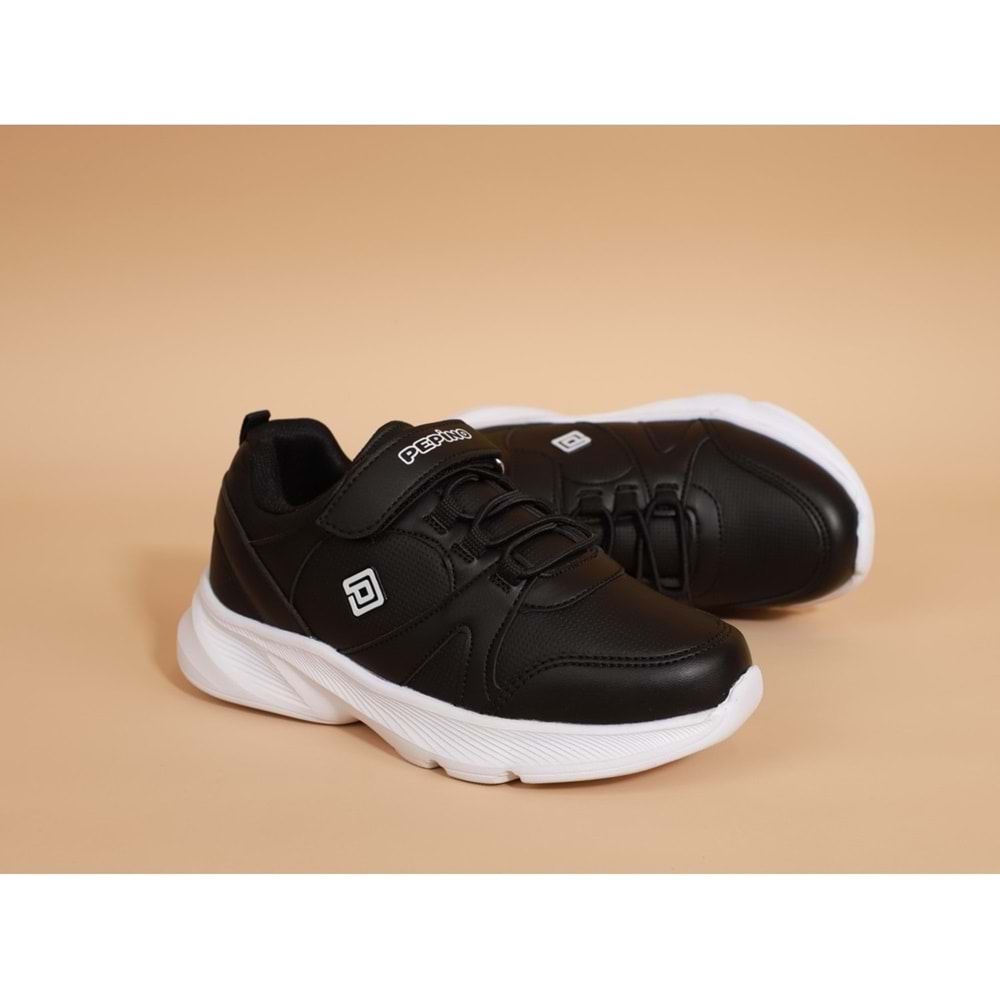 Pepino 0845 Anatomik Tabanlı Çocuk Sneaker Spor Ayakkabı - Siyah Beyaz - 32