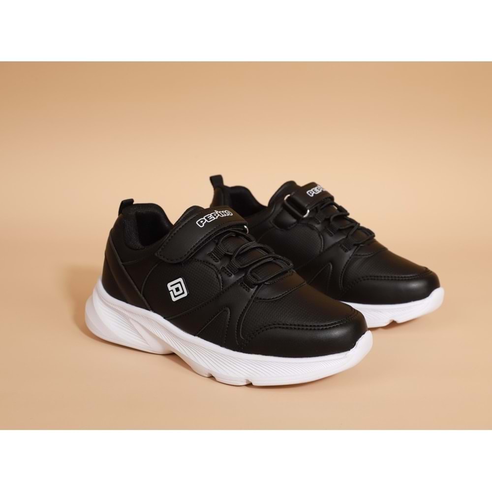 Pepino 0845 Anatomik Tabanlı Çocuk Sneaker Spor Ayakkabı - Siyah Beyaz - 32