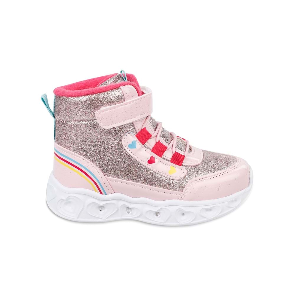 Cool 0879 Kız Çocuk Anatomik Taban Işıklı Bot - Beyaz Pembe - 23 - BTMK00879-Beyaz Pembe-23