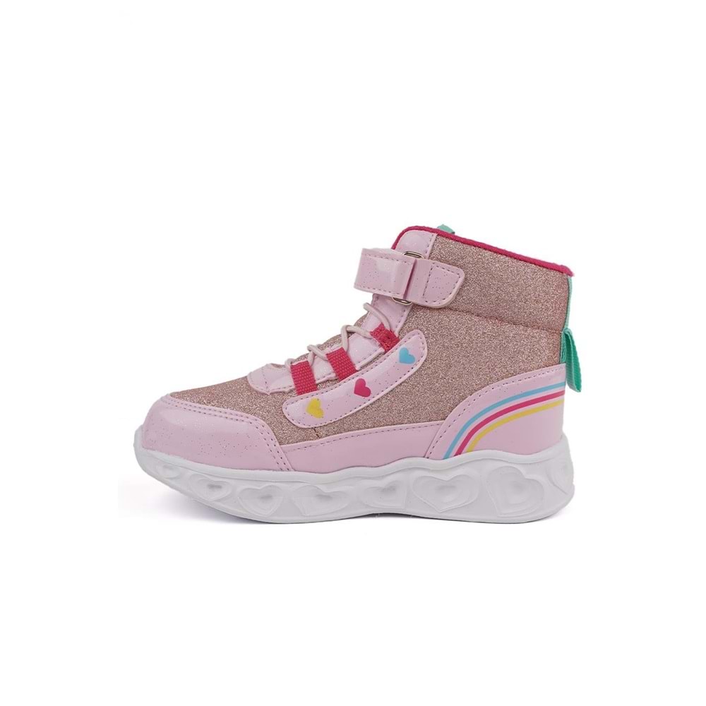 Cool 0879 Kız Çocuk Anatomik Taban Işıklı Bot - Beyaz Pembe - 23 - BTMK00879-Beyaz Pembe-23