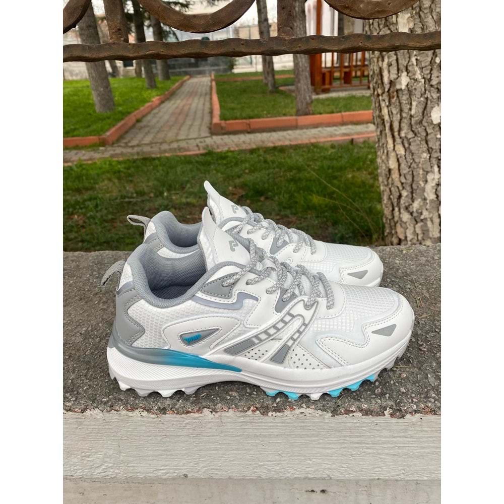 Jump 1091 Memory Taban Unisex Yürüyüş & Koşu Ayakkabısı - Beyaz Gri Mavi - 39
