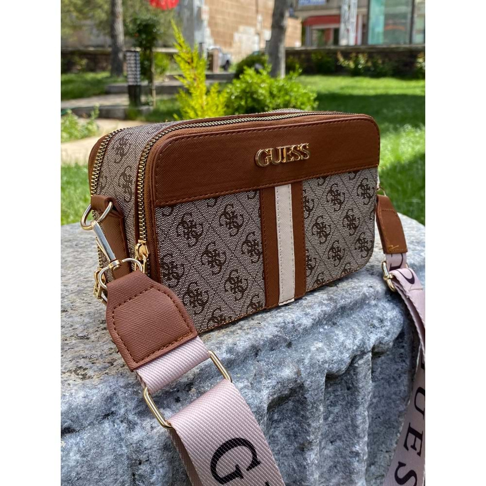 Love Of Bags 1127 Bayan 2 Fermuarlı Kol Çantası - Kahve Krem - TEK EBAT - BTMK01127-Kahve Krem -TEK EBAT