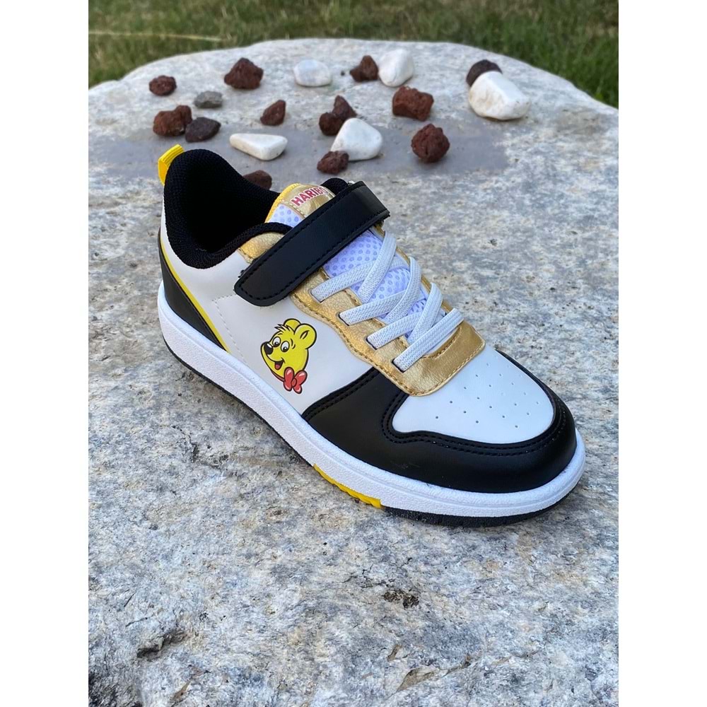 Cool 1149 Comfort Tabanlı Spor Ayakkabı - Siyah Beyaz Altın - 34 - BTMK01149-Siyah Beyaz Altın-34
