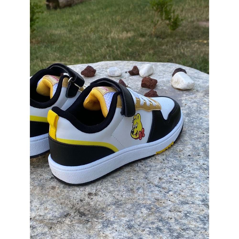 Cool 1149 Comfort Tabanlı Spor Ayakkabı - Siyah Beyaz Altın - 34 - BTMK01149-Siyah Beyaz Altın-34