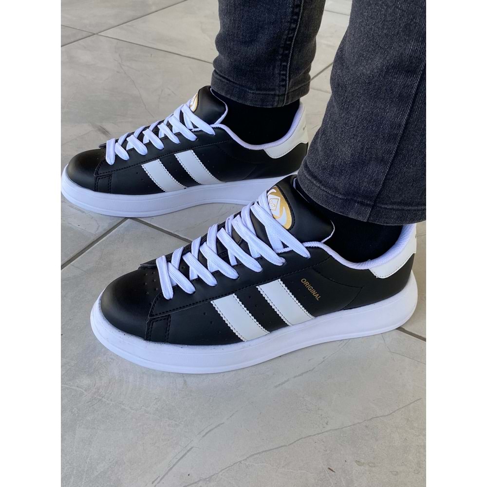 Pabuçhan 1152 Erkek Sneakers Spor Ayakkabı - Siyah Beyaz - 42 - BTMK01152-Siyah Beyaz-42
