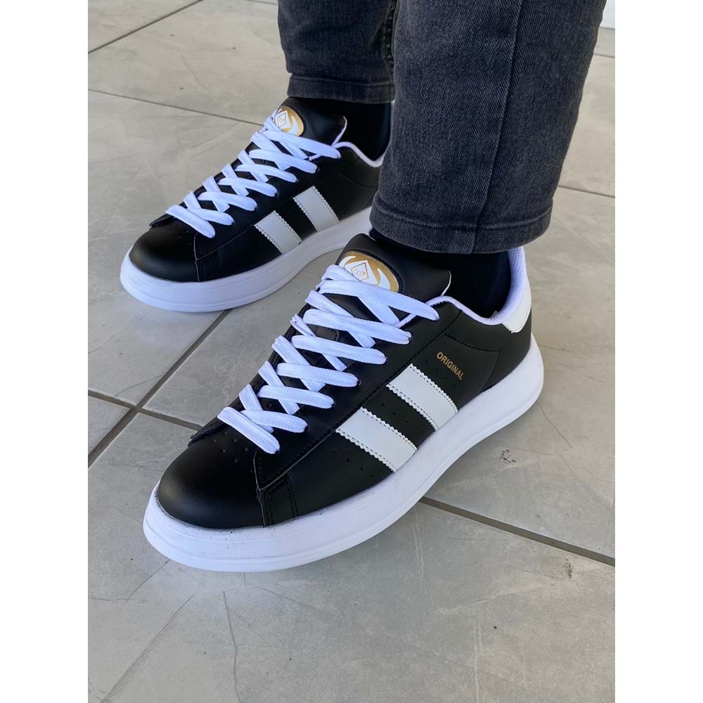Pabuçhan 1152 Erkek Sneakers Spor Ayakkabı - Siyah Beyaz - 42 - BTMK01152-Siyah Beyaz-42