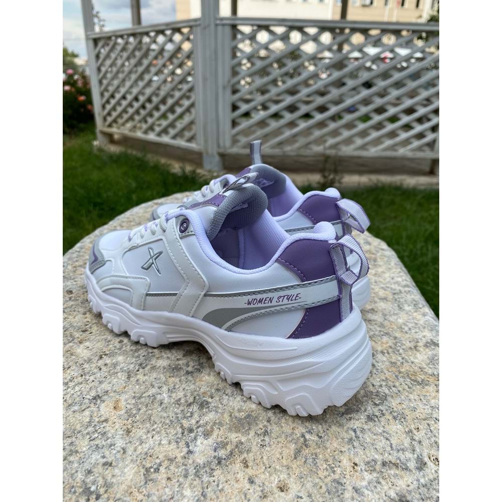 Kinetix 1192 Bayan Spor Ayakkabı - Beyaz Mor - 38 - BTMK01192-Beyaz Mor-38