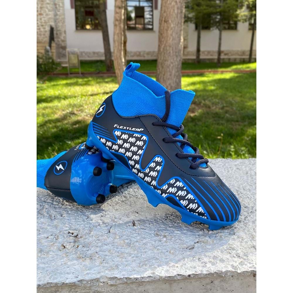 Cool Erkek Çoçuk Çoraplı Krampon 1999 - siyah mavi - 34 - BTMK01199-siyah mavi -34