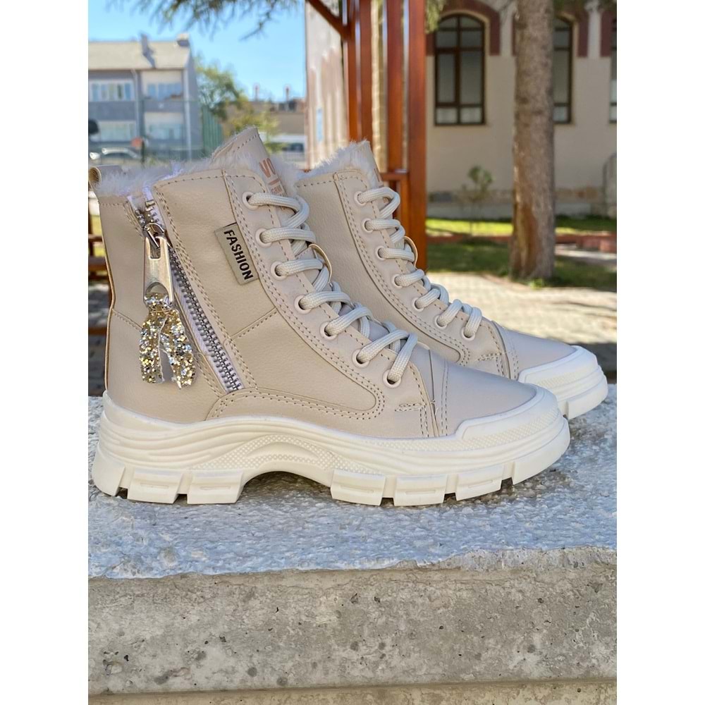 Pabuçhan İçi Kürklü Bot 1221 - Krem - 39 - BTMK01221-Krem-39