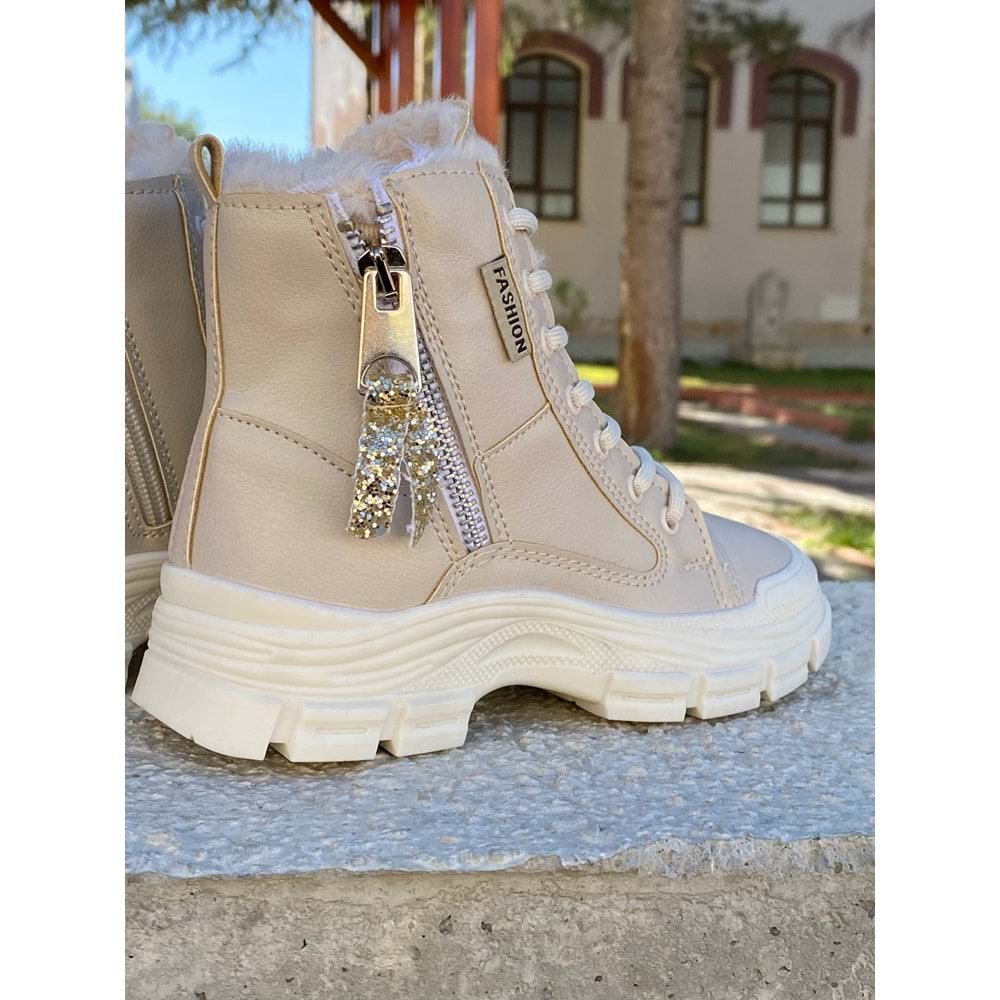 Pabuçhan İçi Kürklü Bot 1221 - Krem - 39 - BTMK01221-Krem-39