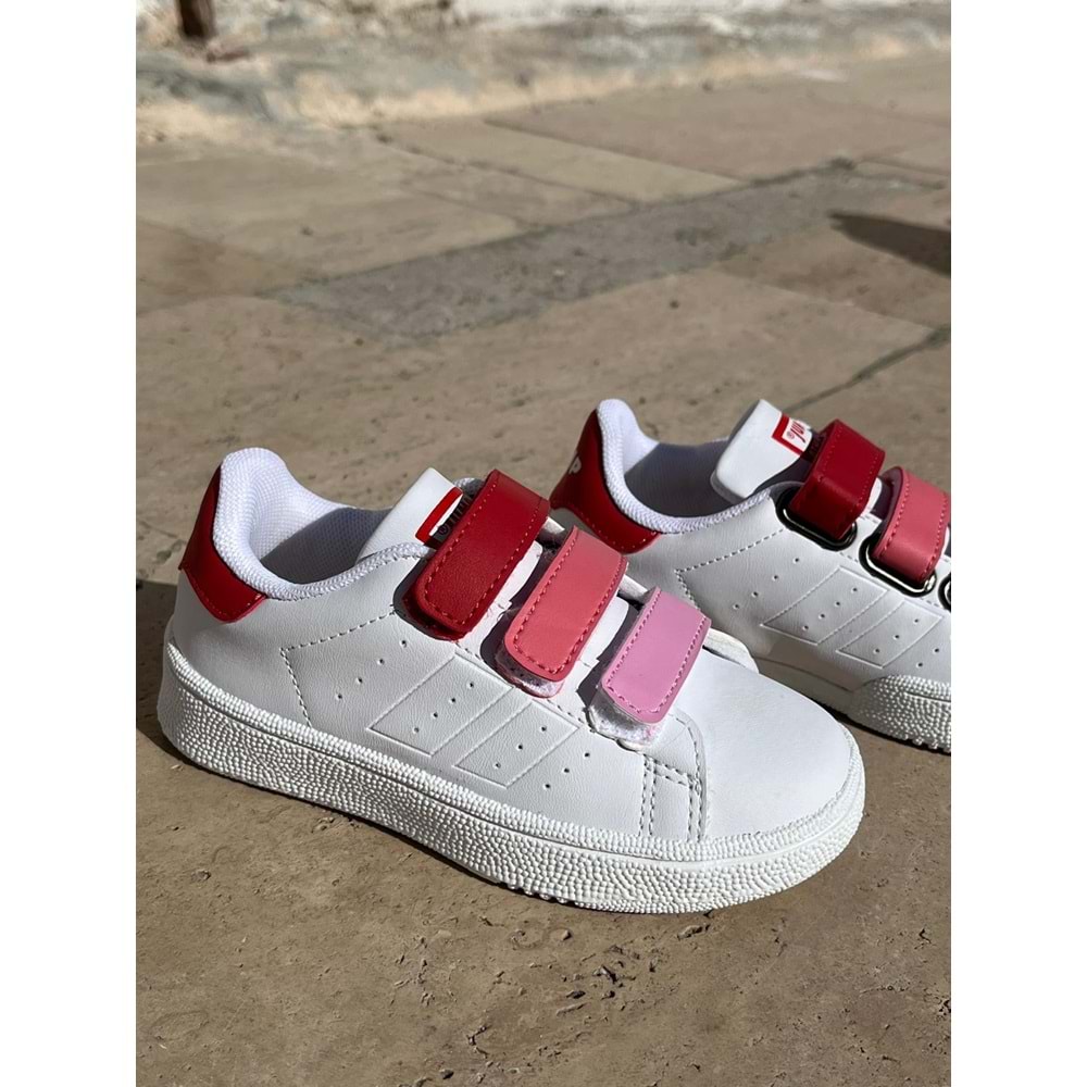 Mevsimlik Çocuk Spor Ayakkabı - Beyaz Pembe - 26 - BTMK01258-Beyaz Pembe-26