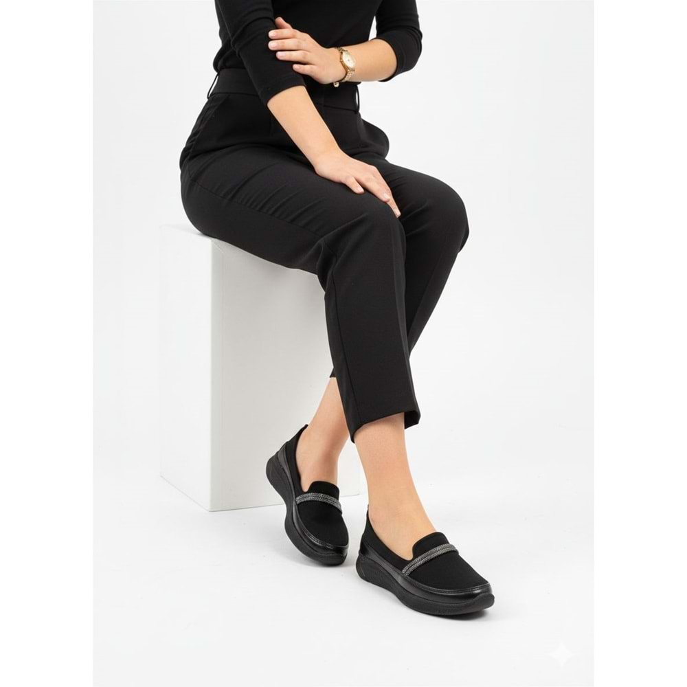 Kadın Günlük Taşlı Ortapedik Ayakkabı 1321 - Siyah - 40 - BTMK01321-Siyah-40