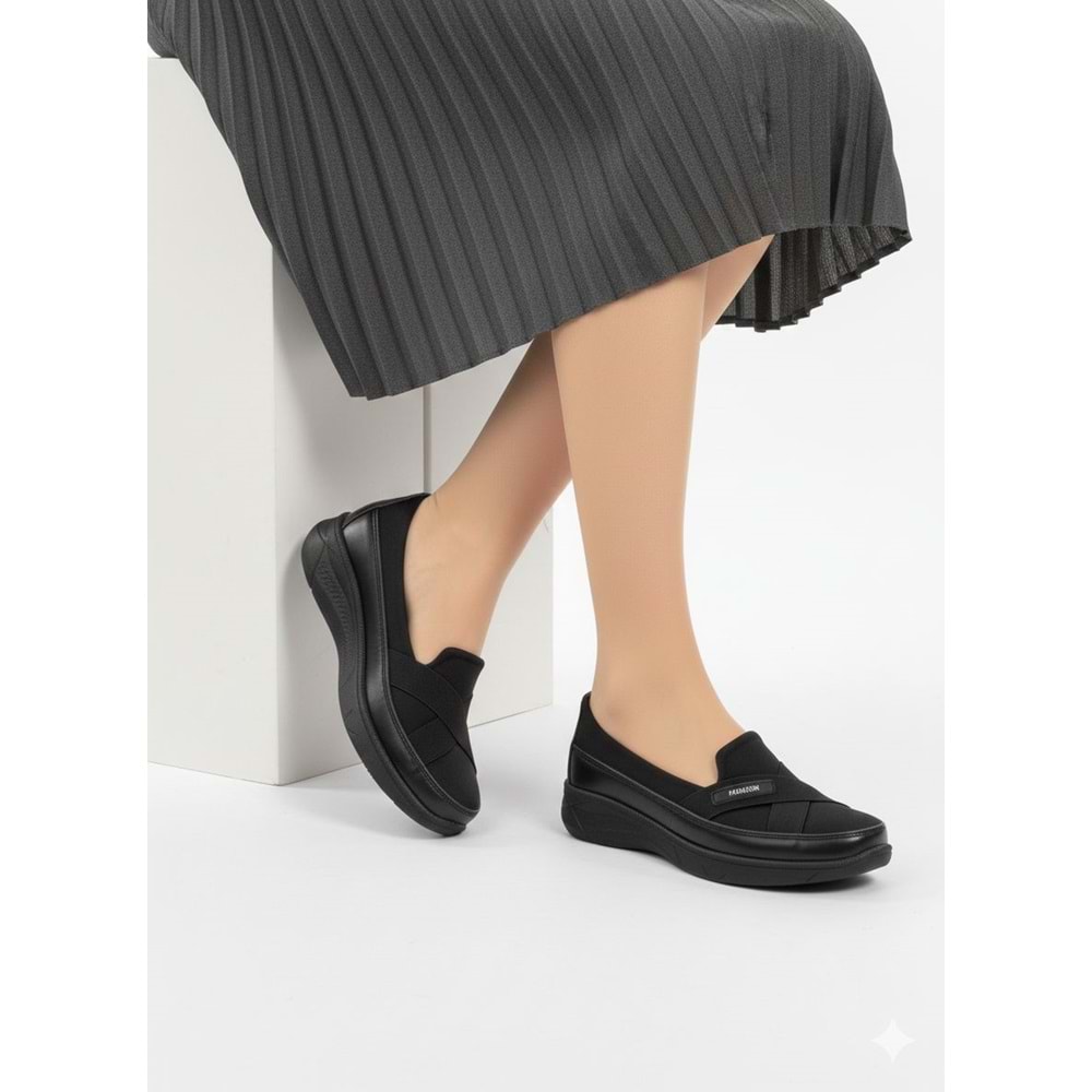 Kadın Rahat Günlük Ortapedik Ayakkabı 1323 - Siyah - 38 - BTMK01323-Siyah-38