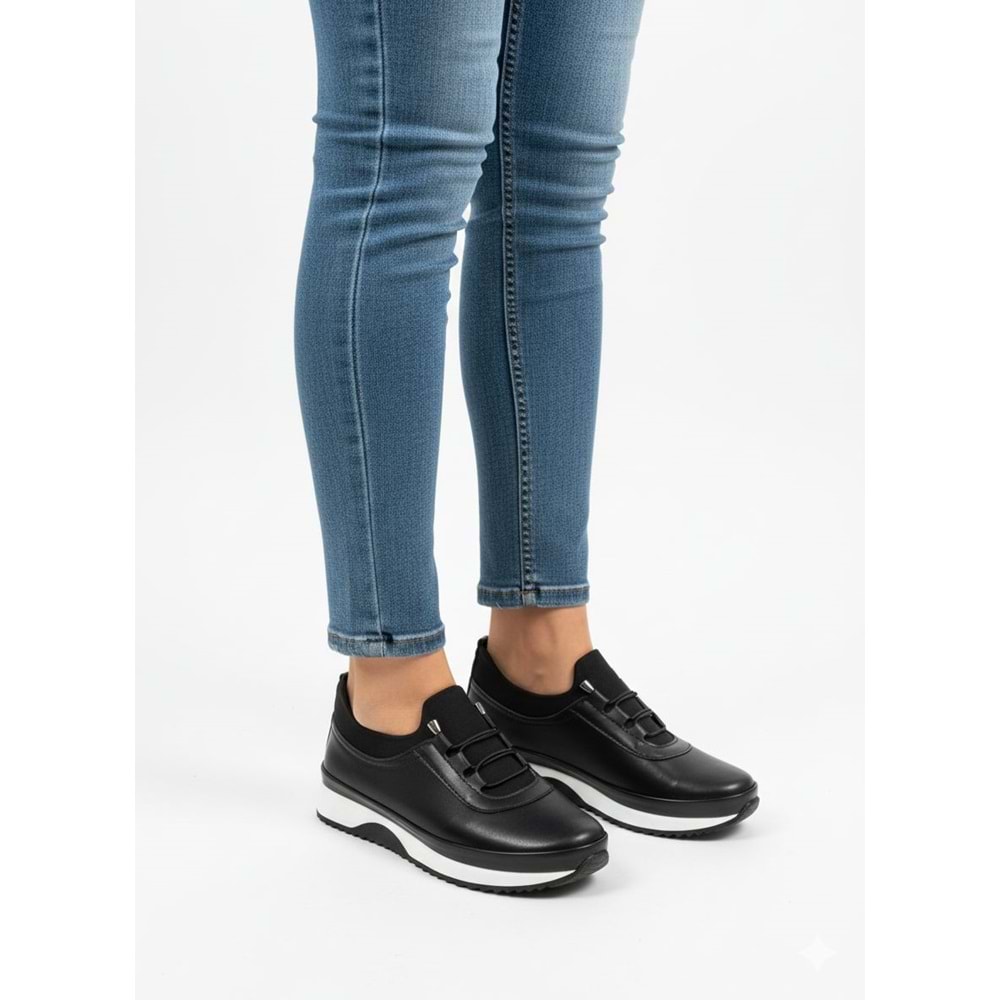 Kadın Günlük Rahat Spor Ayakkabısı 1324 - Siyah - 40 - BTMK01324-Siyah-40