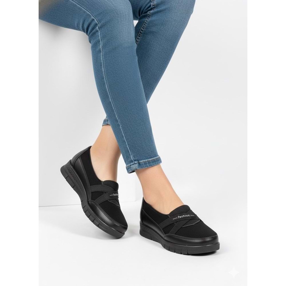 Kadın Günlük Rahat Ortapedik Ayakkabı 1325 - Siyah - 40 - BTMK01325-Siyah-40