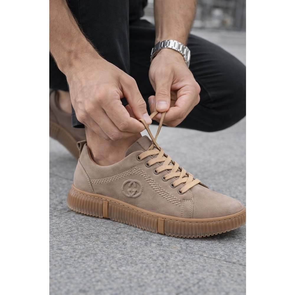 Erkek Hakikii Deri Günlük Ayakkabı - Krem - 40 - BTMK01329-Krem-40
