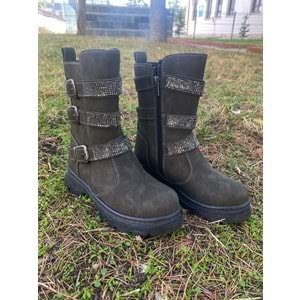 Pabuçhan 0659 Kız Çocuk Taşlı Cizme - BTMK00659-Haki-32