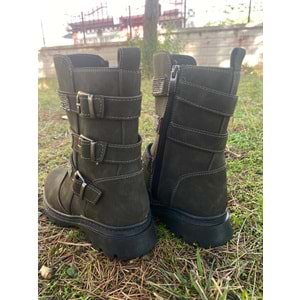 Pabuçhan 0659 Kız Çocuk Taşlı Cizme - BTMK00659-Haki-32