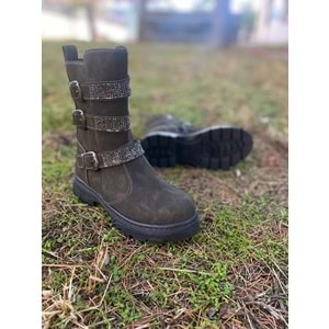 Pabuçhan 0659 Kız Çocuk Taşlı Cizme - BTMK00659-Haki-32