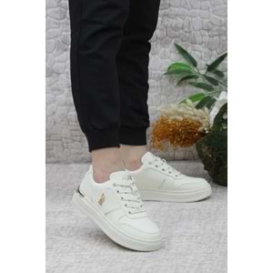 U.S. Polo Assn 0805 Kadın Beyaz Klasik Sneaker Ayakkabı - Krem - 40