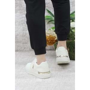 U.S. Polo Assn 0805 Kadın Beyaz Klasik Sneaker Ayakkabı - Krem - 40