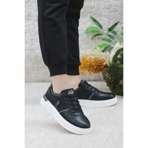 U.S. Polo Assn 0805 Kadın Beyaz Klasik Sneaker Ayakkabı - Siyah Beyaz - 37