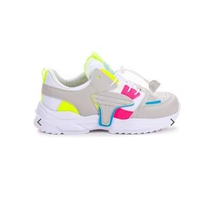 Cool 0826 Kız Çoçuk Sneakers Spor Ayakkabı - Gri Beyaz - 34