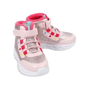Cool 0879 Kız Çocuk Anatomik Taban Işıklı Bot - Beyaz Pembe - 23 - BTMK00879-Beyaz Pembe-23