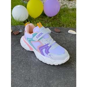 Cool 1148 Comfort Tabanlı Spor Ayakkabı - Beyaz Lila - 33 - BTMK01148-Beyaz Lila -33