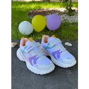 Cool 1148 Comfort Tabanlı Spor Ayakkabı - Beyaz Lila - 33 - BTMK01148-Beyaz Lila -33