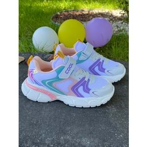 Cool 1148 Comfort Tabanlı Spor Ayakkabı - Beyaz Lila - 33 - BTMK01148-Beyaz Lila -33