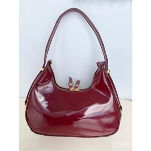 Love Of Bags 1166 Cherry Model Rugan Özel Kilit Sistemli Askı Boyu Ayarlanabilir Kadın Omuz Çantası - Bordo - TEK EBAT - BTMK01166-Bordo-TEK EBAT