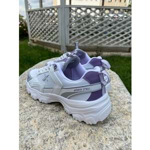 Kinetix 1192 Bayan Spor Ayakkabı - Beyaz Mor - 38 - BTMK01192-Beyaz Mor-38