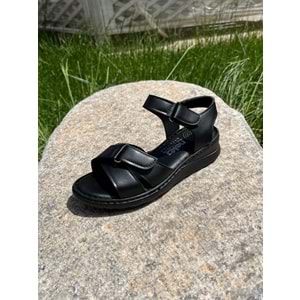 Ortapedik Kadın Sandalet - Siyah Cırtlı - 40 - BTMK01312-Siyah Cırtlı -40