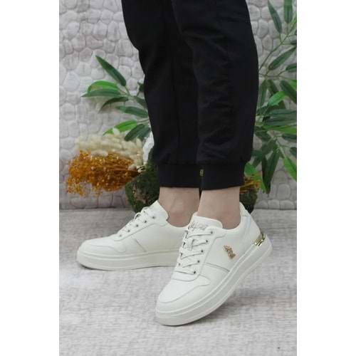 U.S. Polo Assn 0805 Kadın Beyaz Klasik Sneaker Ayakkabı - Krem - 40