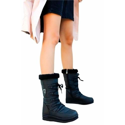 Pabuçhan Kadın Siyah Termal Yünlü Kar Botu 1223 - Siyah - 26 - BTMK01223-Siyah-26