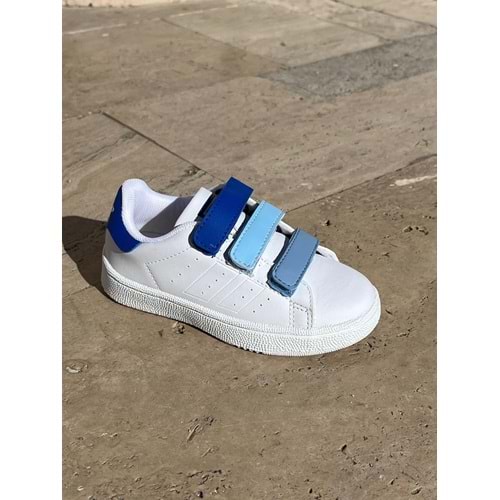 Mevsimlik Çocuk Spor Ayakkabı - Beyaz Mavi - 30 - BTMK01258-Beyaz Mavi-30