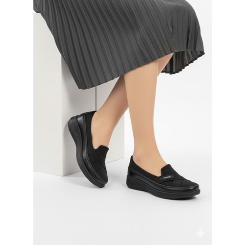 Kadın Rahat Günlük Ortapedik Ayakkabı 1323 - Siyah - 38 - BTMK01323-Siyah-38
