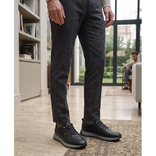 Hakiki Deri Günlük Spor Ayakkabısı - Siyah - 40 - BTMK01328-Siyah-40