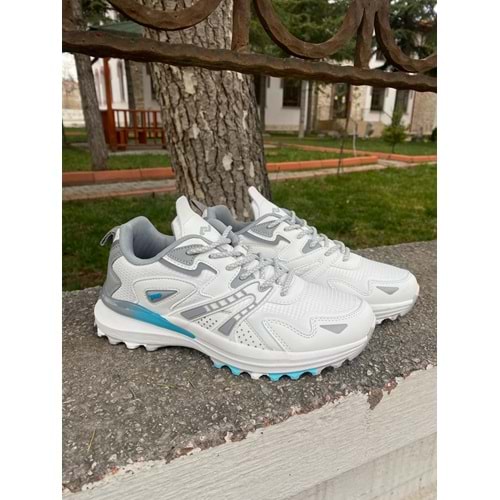Jump 1091 Memory Taban Unisex Yürüyüş & Koşu Ayakkabısı - Beyaz Gri Mavi - 39