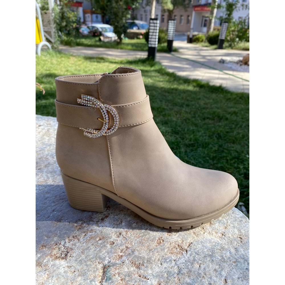 Pabuçhan Taşlı Bayan Bot 1236 - Krem - 36 - BTMK01236-Krem-36