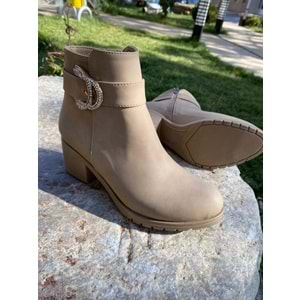 Pabuçhan Taşlı Bayan Bot 1236 - Krem - 36 - BTMK01236-Krem-36