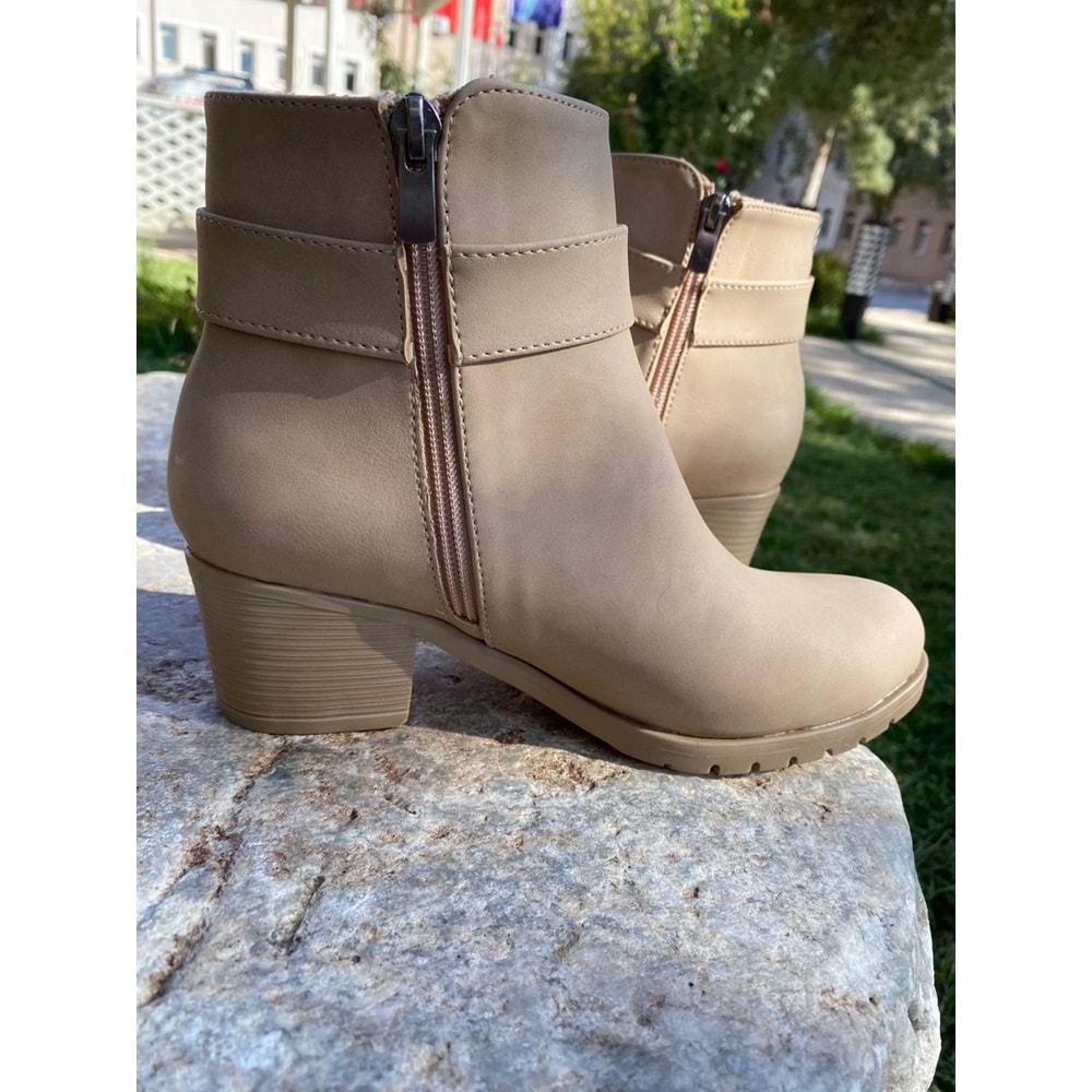 Pabuçhan Taşlı Bayan Bot 1236 - Krem - 36 - BTMK01236-Krem-36