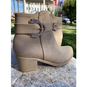 Pabuçhan Taşlı Bayan Bot 1236 - Krem - 36 - BTMK01236-Krem-36