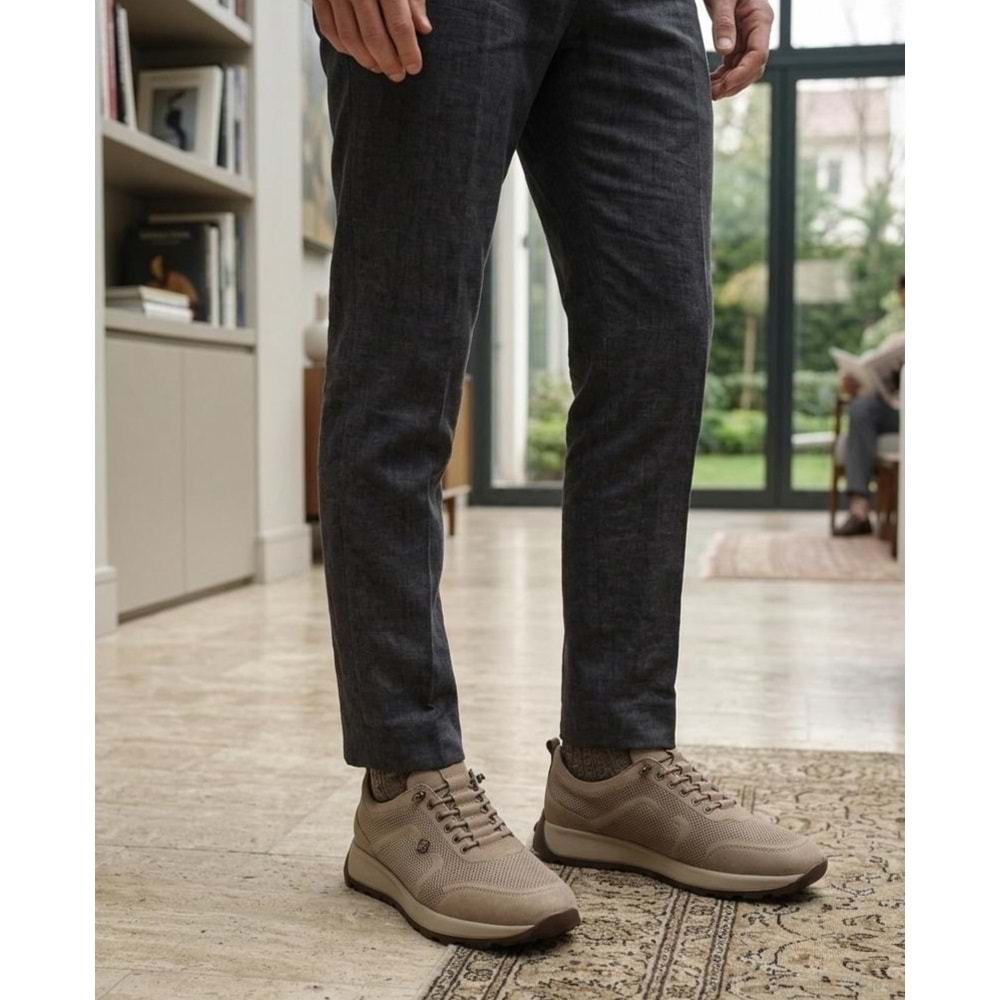 Hakiki Deri Günlük Spor Ayakkabısı - Bej - 40 - BTMK01328-Bej-40