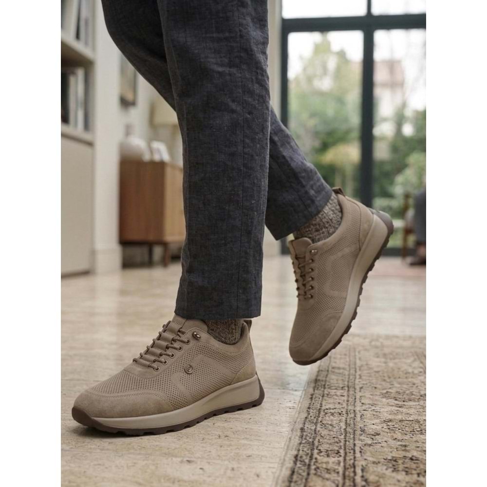 Hakiki Deri Günlük Spor Ayakkabısı - Bej - 40 - BTMK01328-Bej-40