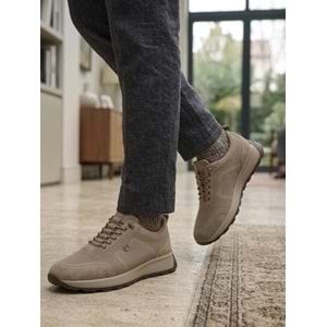 Hakiki Deri Günlük Spor Ayakkabısı - Bej - 40 - BTMK01328-Bej-40