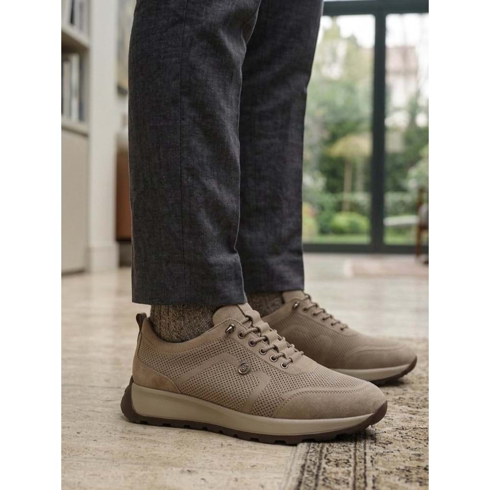 Hakiki Deri Günlük Spor Ayakkabısı - Bej - 40 - BTMK01328-Bej-40