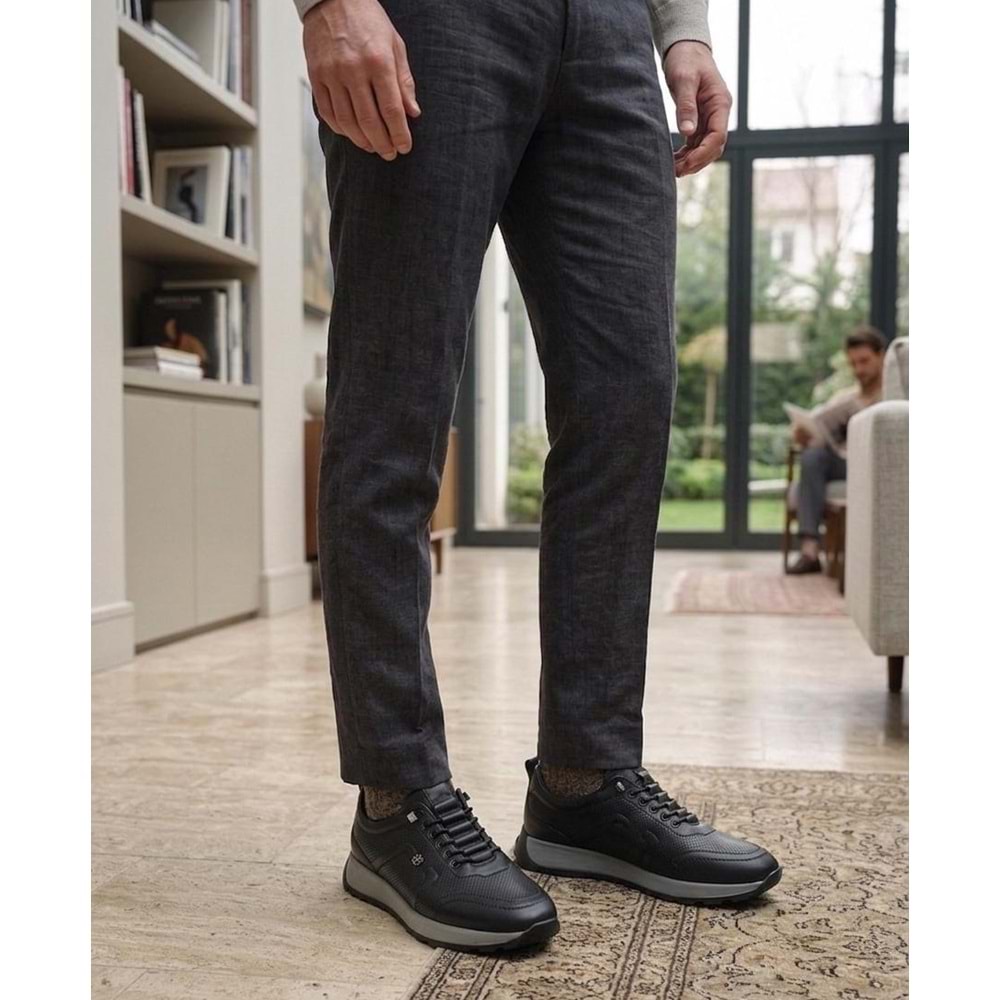 Hakiki Deri Günlük Spor Ayakkabısı - Siyah - 40 - BTMK01328-Siyah-40